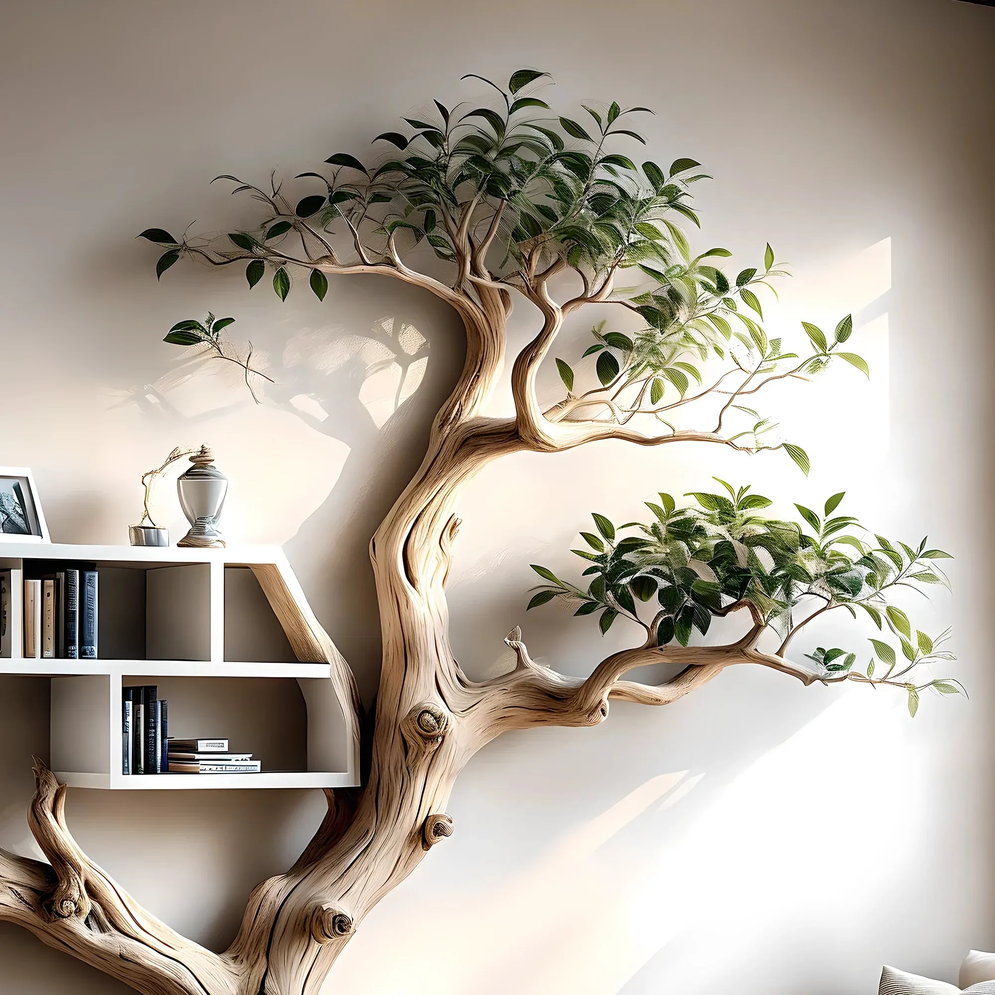 Tree-Shaped Wooden Bookcase for Home & Wall Decoration