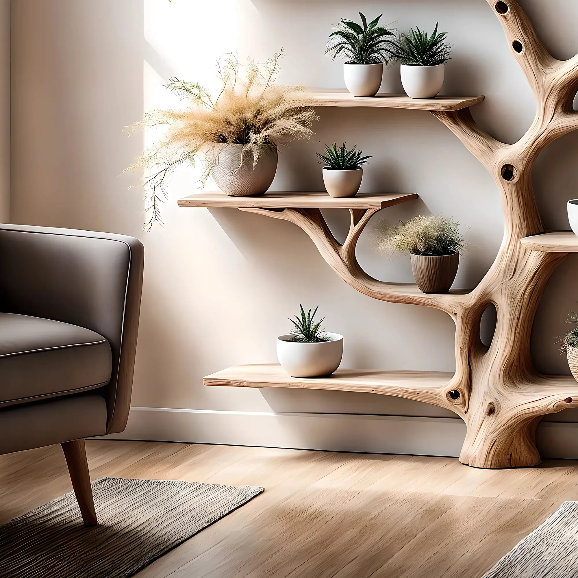 Tree-Shaped Wooden Bookcase – Decorative Wall-Mounted Shelf