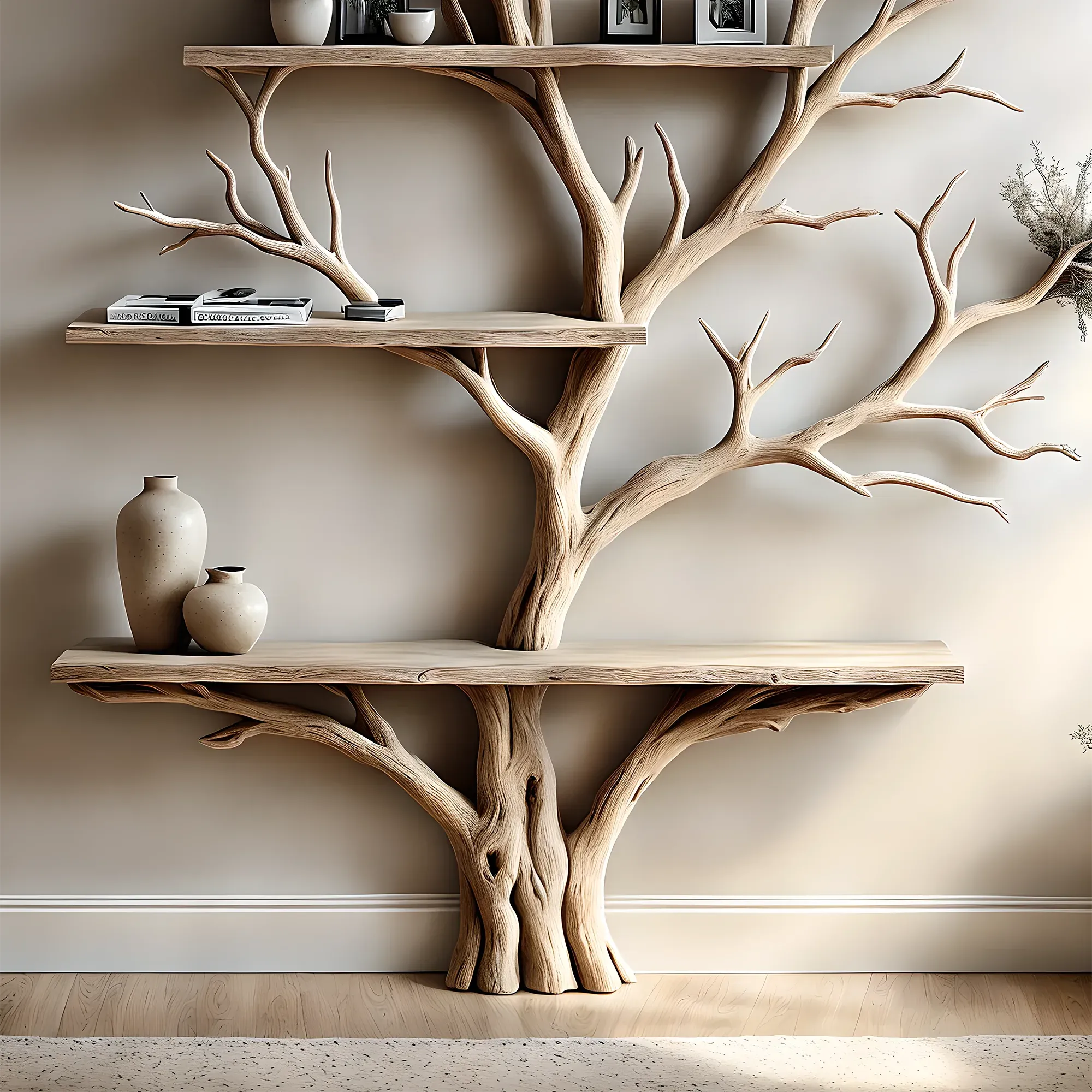 Decorative Tree-Shaped Wooden Bookshelf for Kids’ Room Decoration